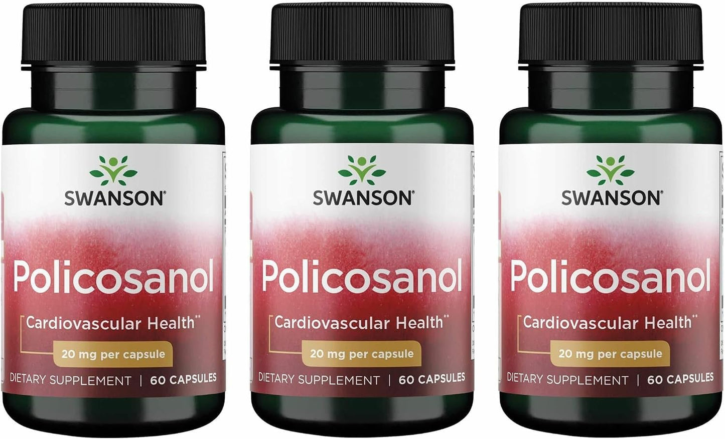 Swanson Policosanol - Food Supplement to Support Cardiovascular Health - All Natural Formula - Helps Maintain Healthy Cholesterol Levels (60 Capsules, 20mg each) 3 Pack - görsel 1