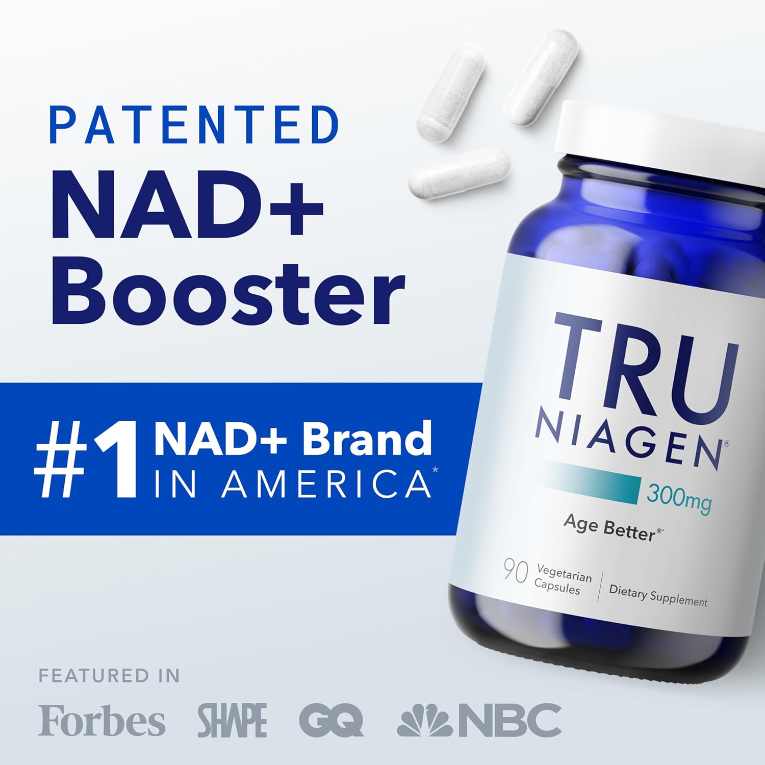 TRU NIAGEN Patented NAD+ Supplement, 300mg Niagen, 180 Servings - Nicotinamide Riboside (NR) - 2 Bottles - görsel 2