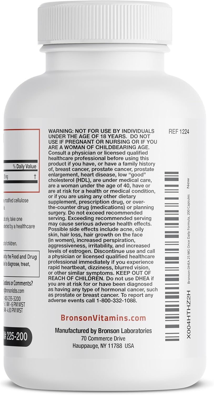 Bronson DHEA 25 mg Once Daily Formula, 200 Capsules - görsel 6
