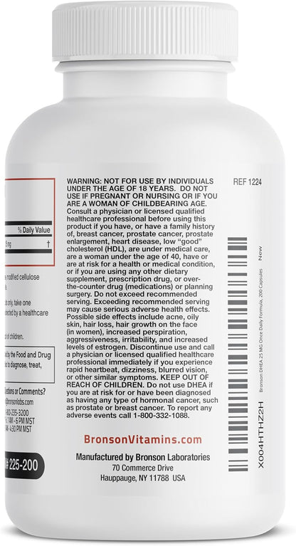 Bronson DHEA 25 mg Once Daily Formula, 200 Capsules