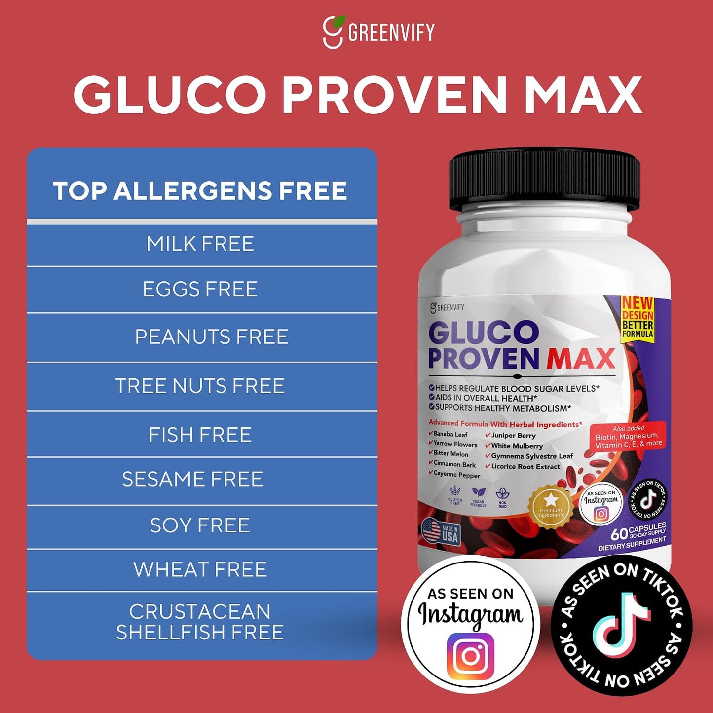 Gluco Proven Max – Daily Wellness Support Supplement with Vitamins, Minerals, and Herbs – 180 Capsules - görsel 3