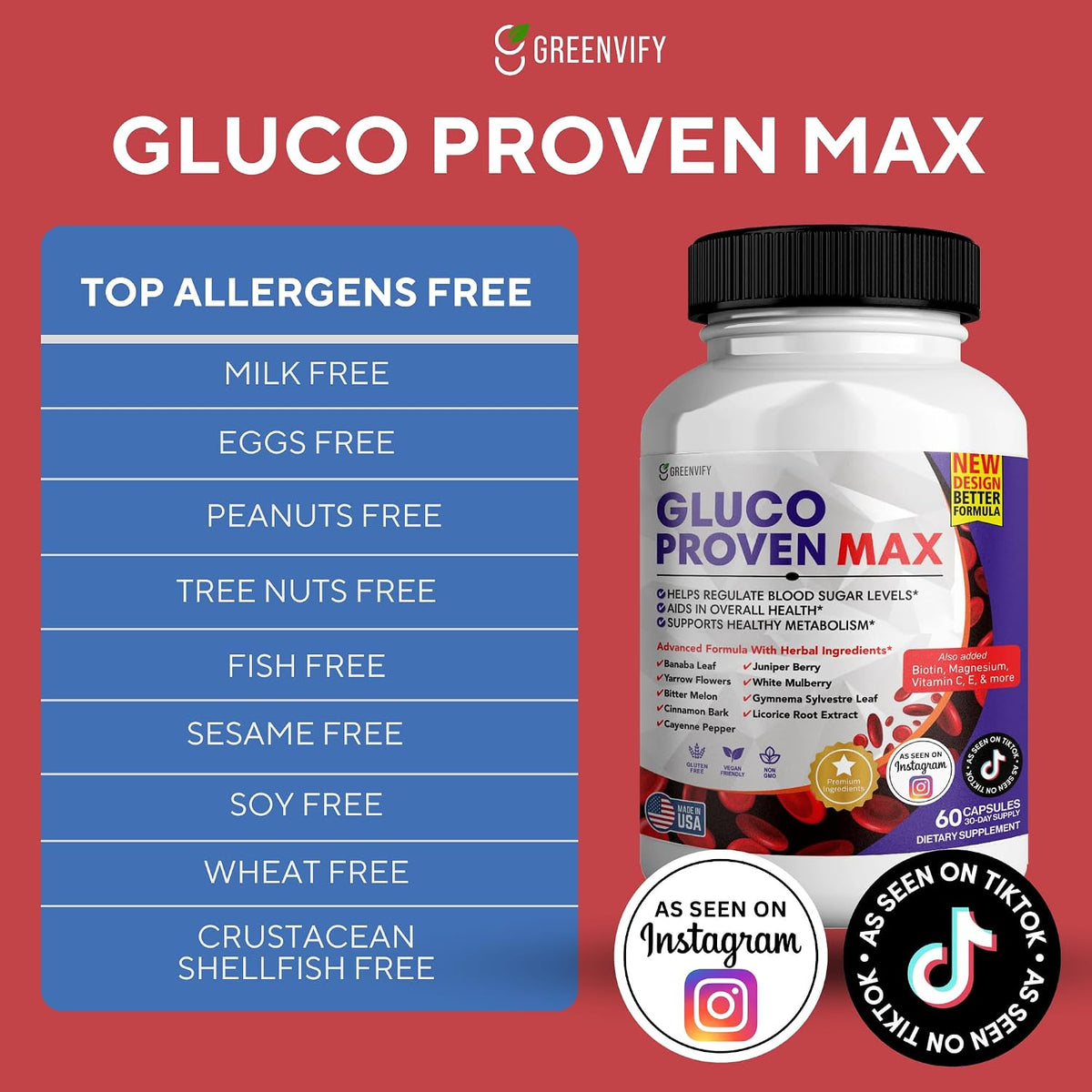 Gluco Proven Max, Daily Wellness Support Food Supplement with Vitamins and Minerals, 60 Capsules - görsel 3