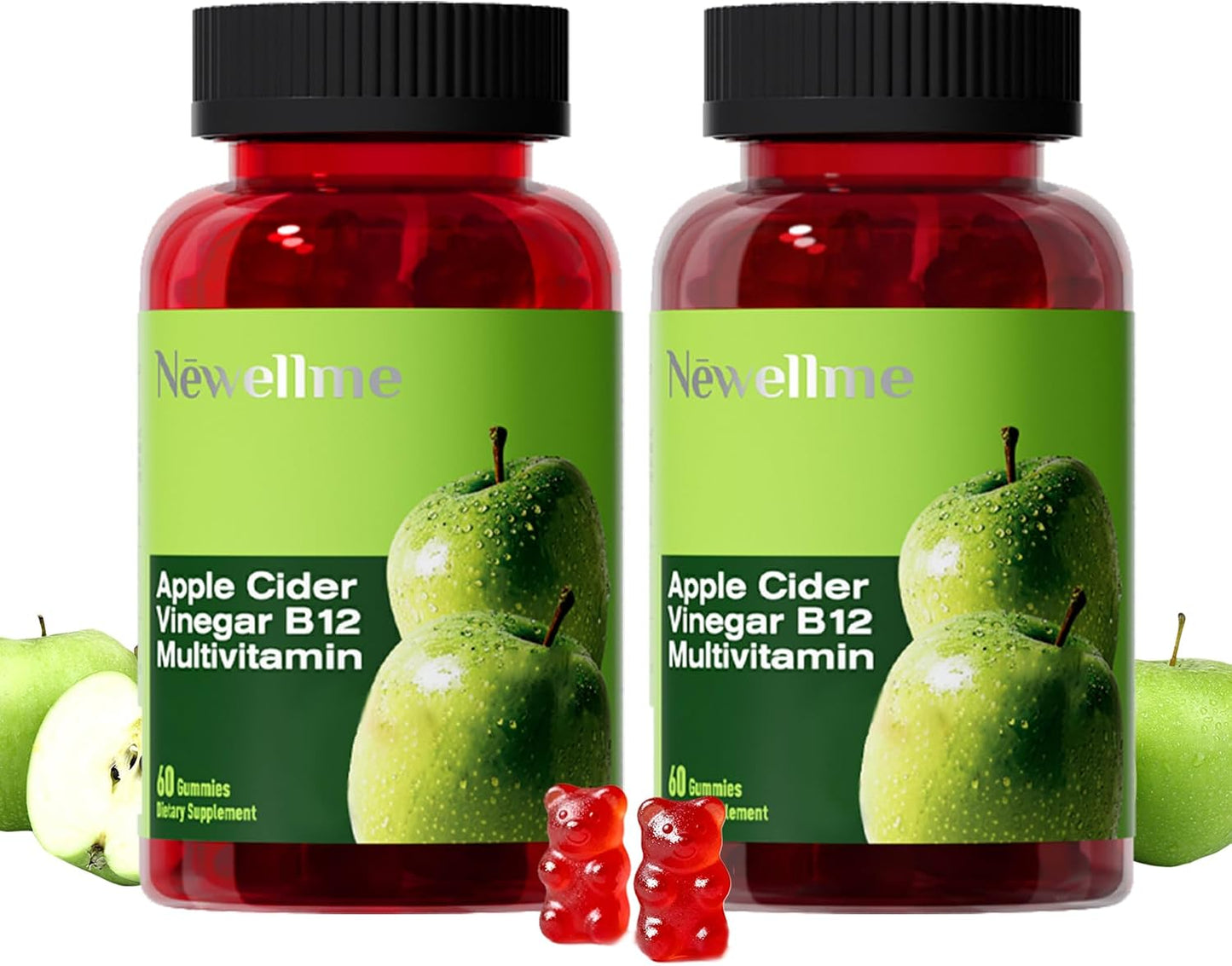 NEWELLME ACV Gummies with the Mother & B12 – Sugar-Free, Great-Tasting Vegan Gummies for Digestion, Metabolism & Daily Energy Support, 60 Count - görsel 10