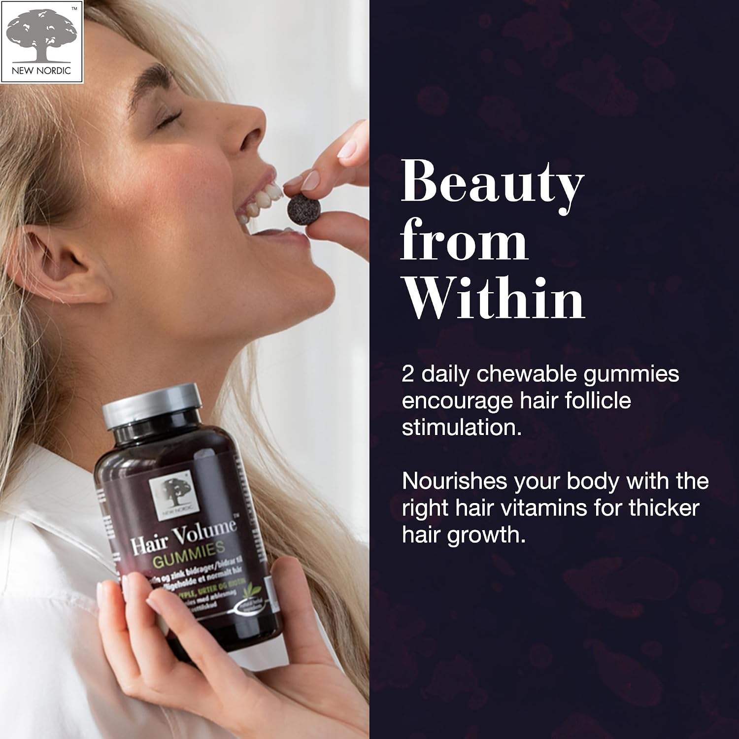 NEW NORDIC Hair Volume Daily Biotin Support Gummies - 180-Day Supply (3 Pack) - görsel 4