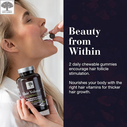 NEW NORDIC Hair Volume Daily Biotin Support Gummies - 180-Day Supply (3 Pack)
