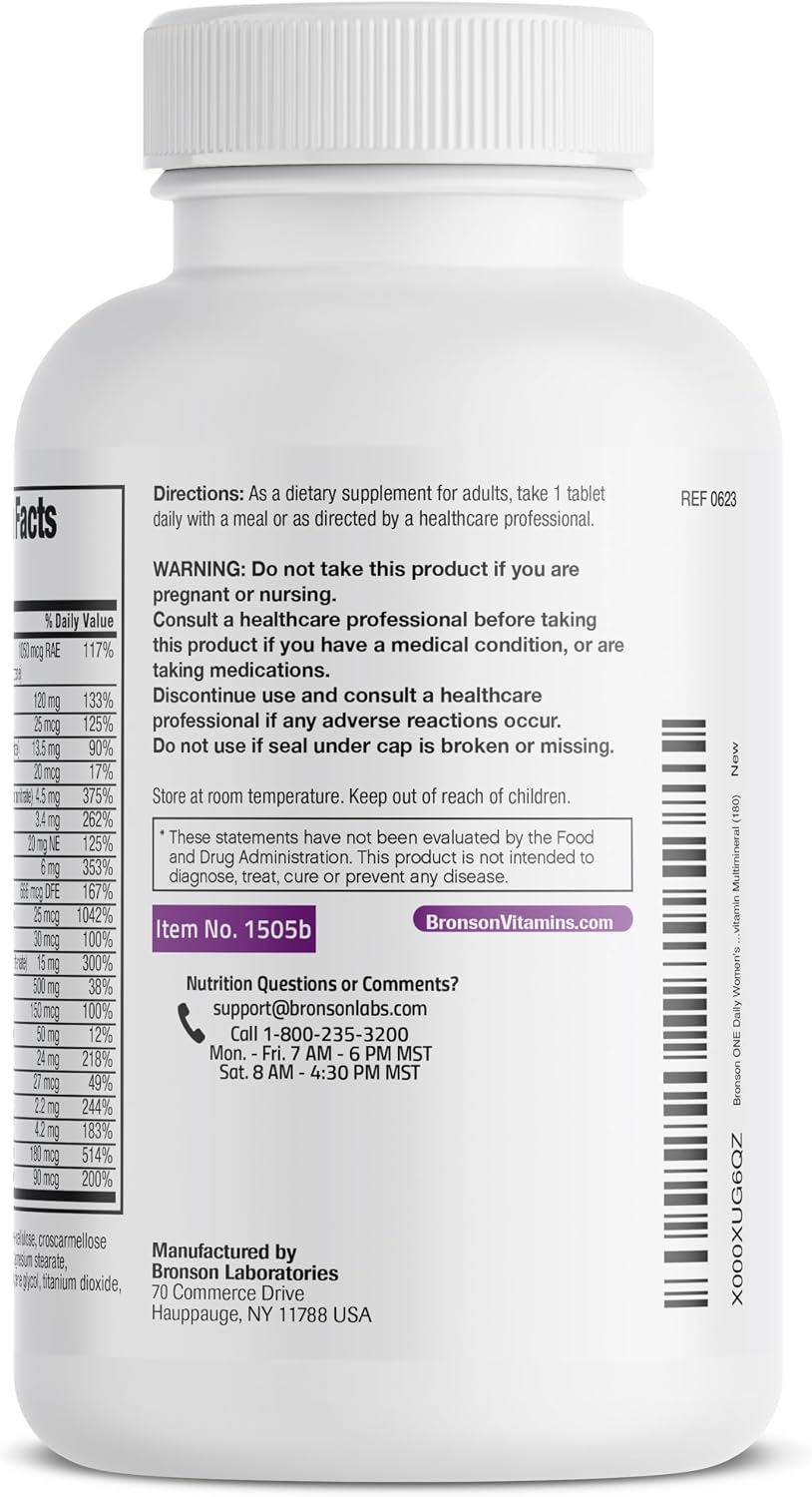 Bronson ONE Daily Women's 50+ Complete Multivitamin Multimineral - 180 Tablets - görsel 7