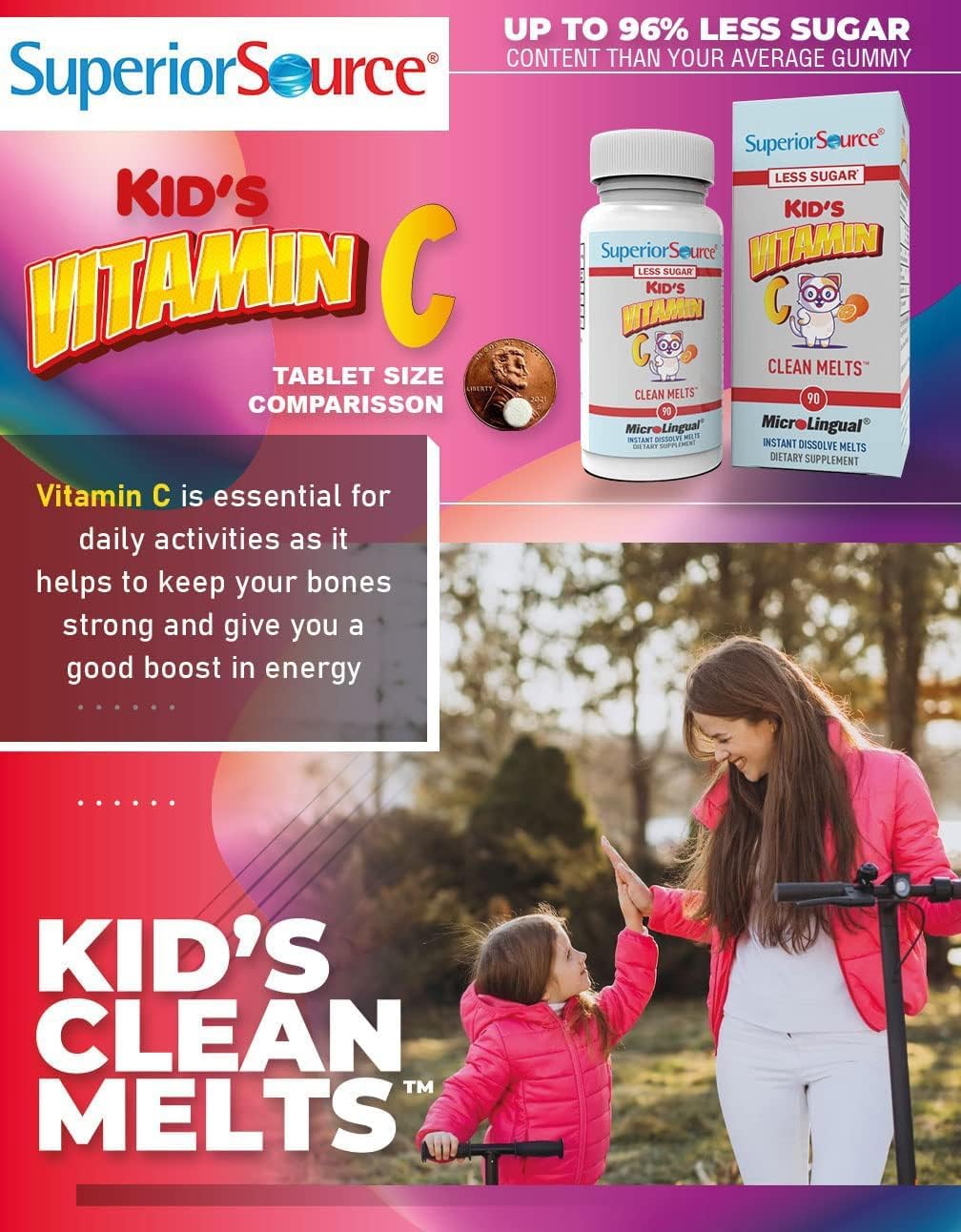 Superior Source Kid's Vitamin C Clean Melts - Immune Support - 90 Tablets - görsel 9