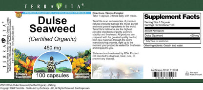 Terravita Organic Dulse Seaweed Capsules, 450 mg (100 Capsules)