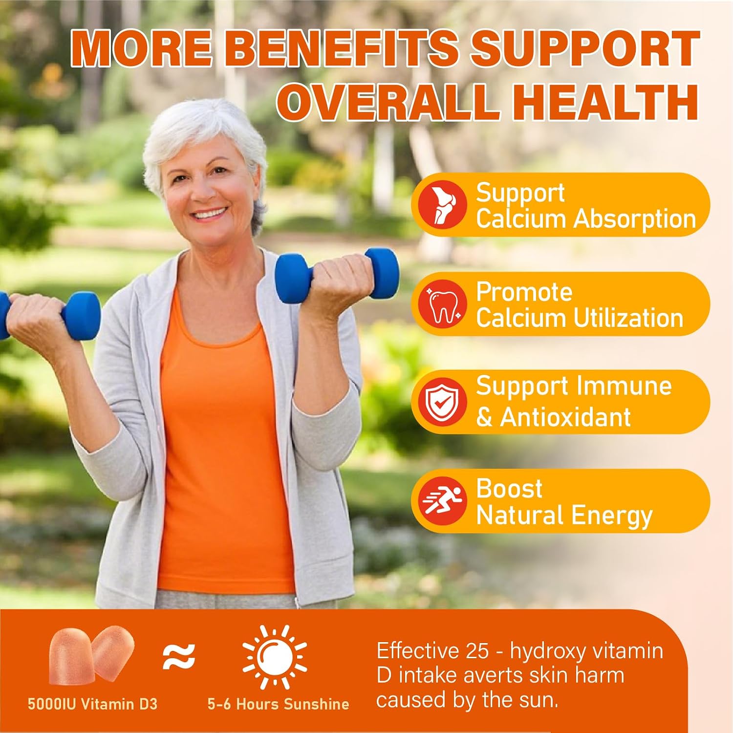 ZEGBALP Vitamin D3 & K2 Gummies - 5000 IU D3 + 200 mcg MK-7 - Sugar-free, Vegan, with B Complex, C & E - görsel 5