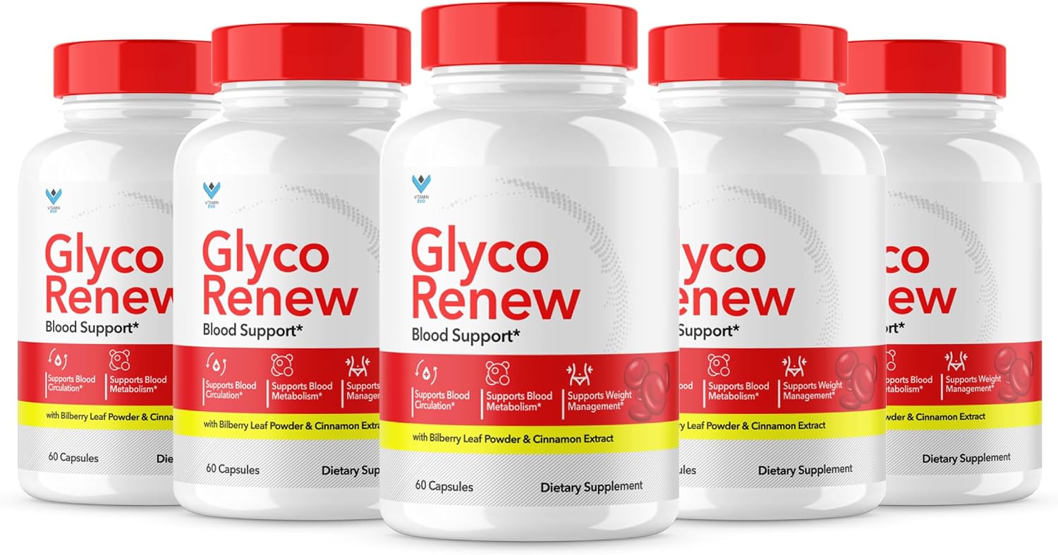 (5 Pack) Glyco Renew Blood Support Supplement - GlycoRenew Pills Original Formula Glycogen Clean Advanced Extra Strength, Glycol Renewal Capsules Renewed Natural Ingredients (300 Capsules) - görsel 1