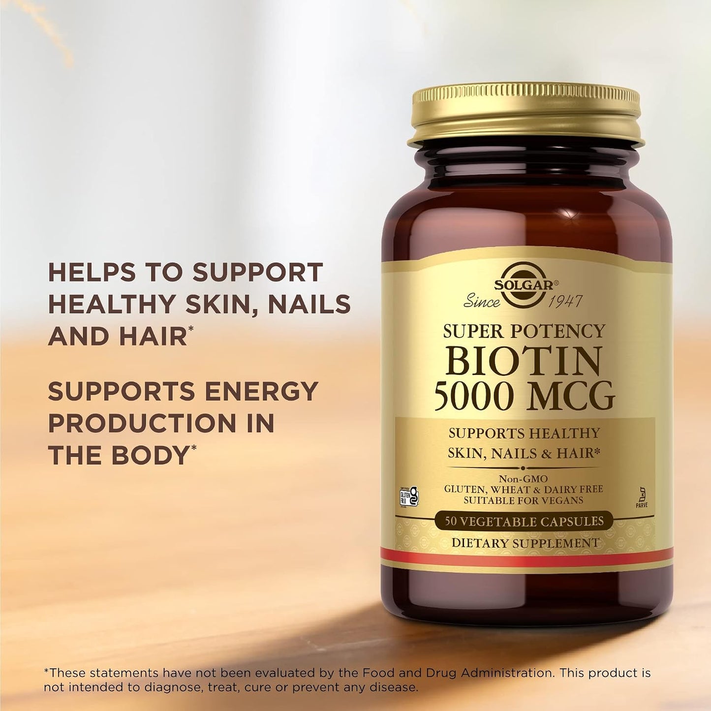 Solgar Biotin 5000 mcg - 100 Vegetable Capsules - Contributes to Normal Skin, Nails & Hair - görsel 6