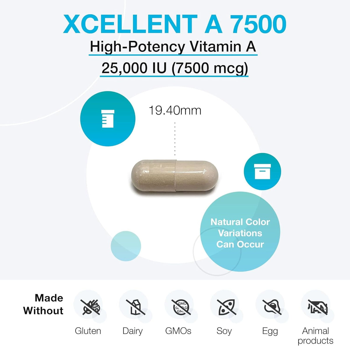 XYMOGEN Xcellent A 7500 – Vitamin A (Retinyl Palmitate) 7,500 mcg, 60 Capsules - görsel 7