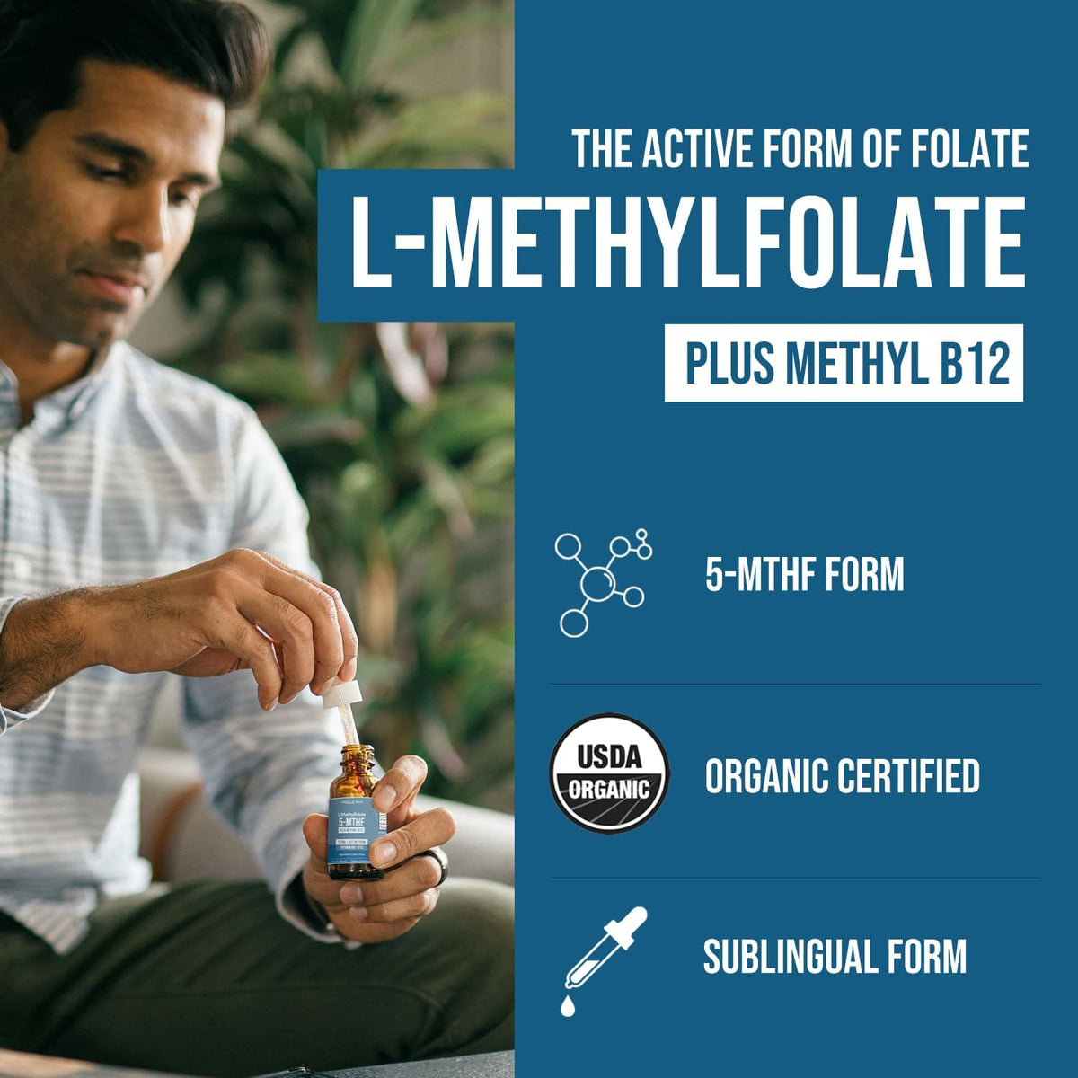 L-Methylfolate 15mg with Methyl B12 Cofactor – High Potency Liquid Sublingual Active 5-MTHF – Organic Berry Flavour – Bioactive Forms Vitamin B9 and B12 (30 ml) - görsel 2