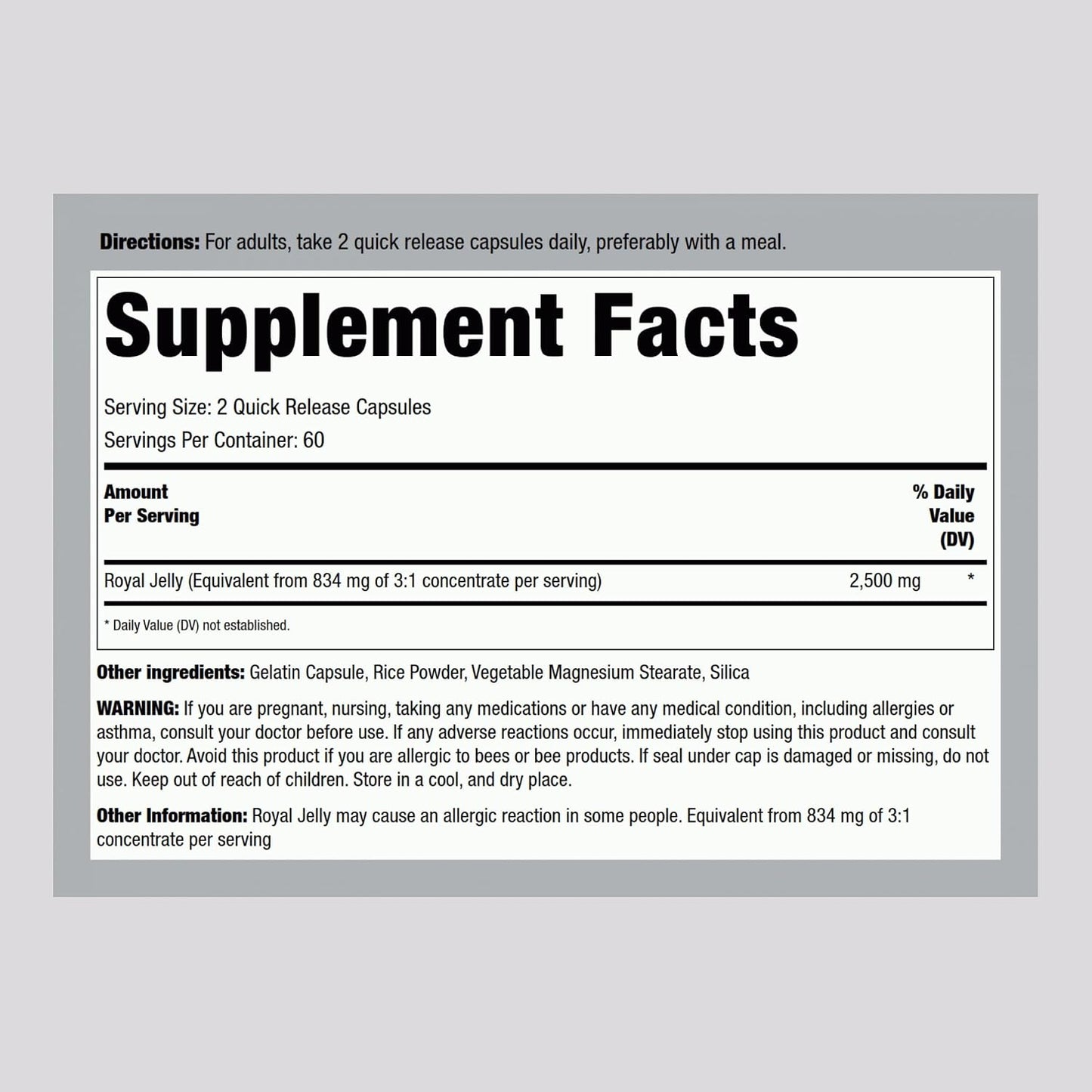 Piping Rock Royal Jelly Capsules | 120 Capsules | Non-GMO, Gluten-free Supplement - görsel 2
