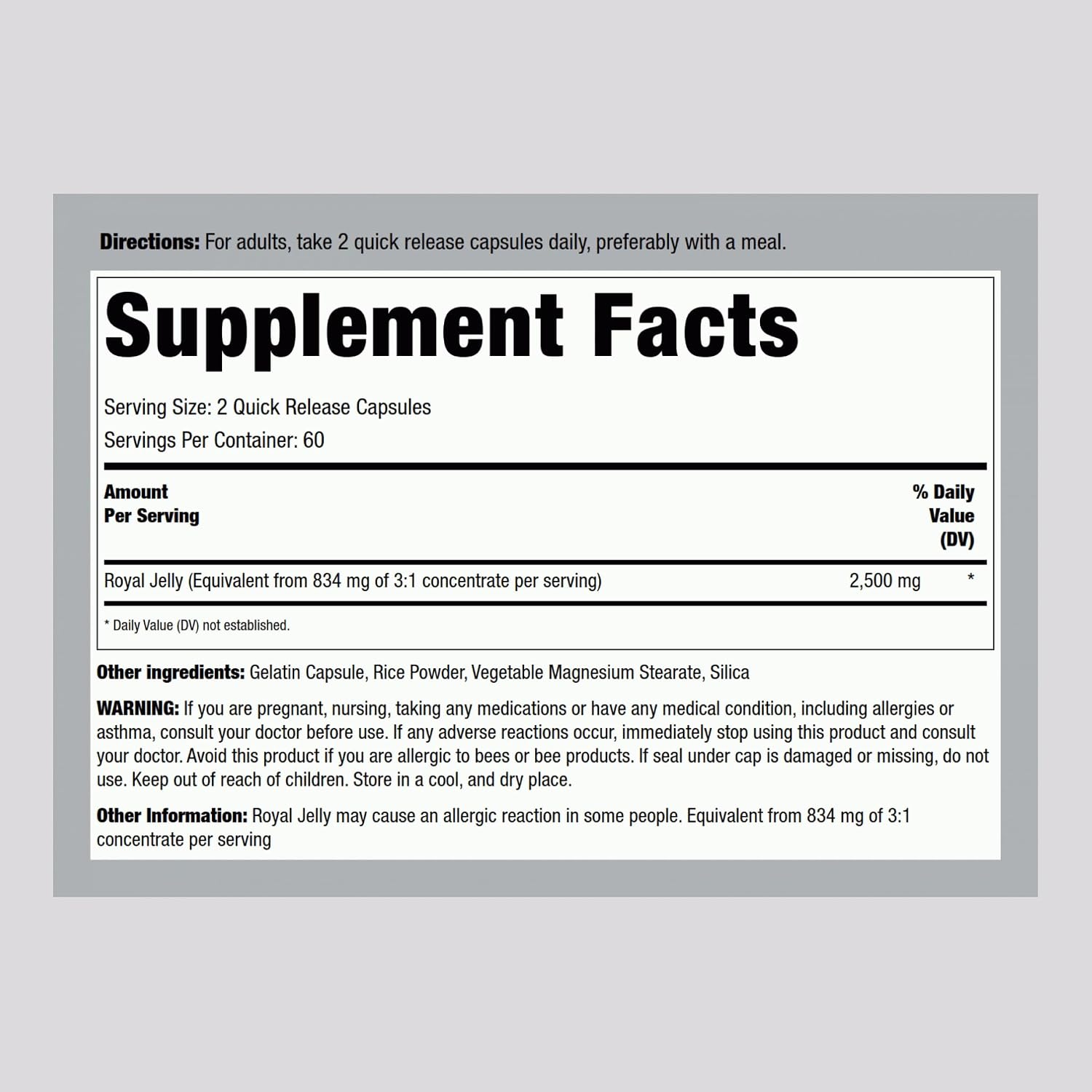 Piping Rock Royal Jelly Capsules | 120 Capsules | Non-GMO, Gluten-free Supplement - görsel 2