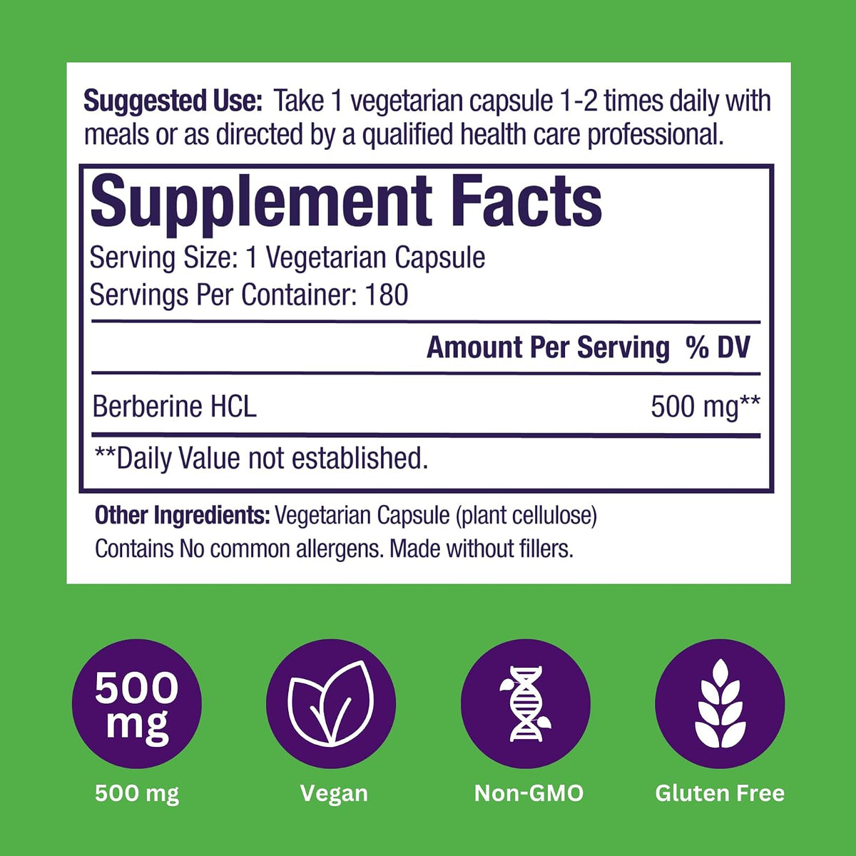 Paradise Herbs Berberine Extract 500 mg – Pure & Potent Supplement, 180 Vegan Capsules - görsel 7