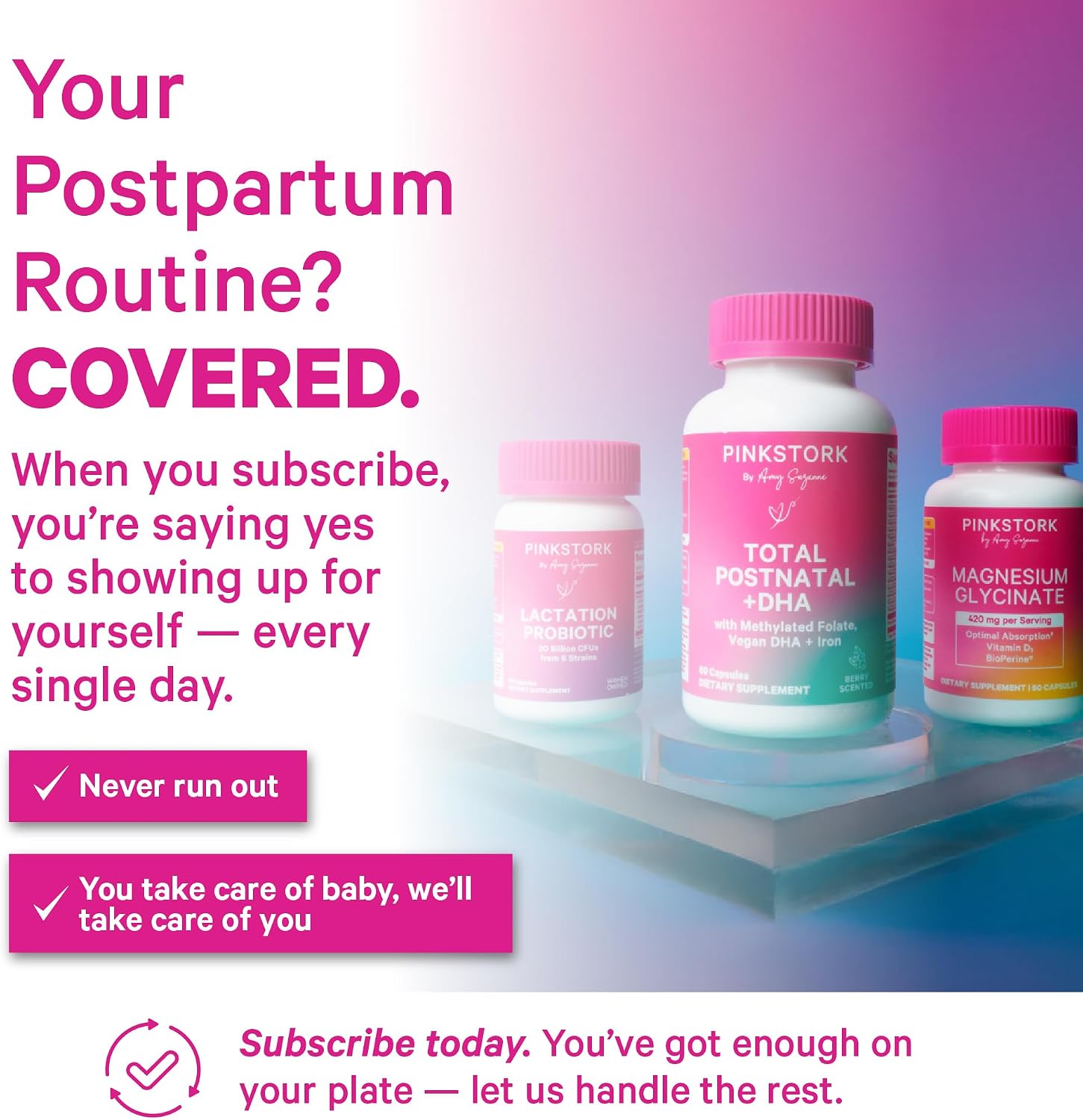 Pink Stork Total Postnatal Vitamins | Vegan DHA, Methylated Folate, Iron | 60 Capsules - görsel 4