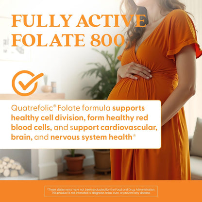 Doctor's Best Folate Supplement 800 mcg – Methylated Folate (5-MTHF) – Fully Active – 60 Vegan Capsules