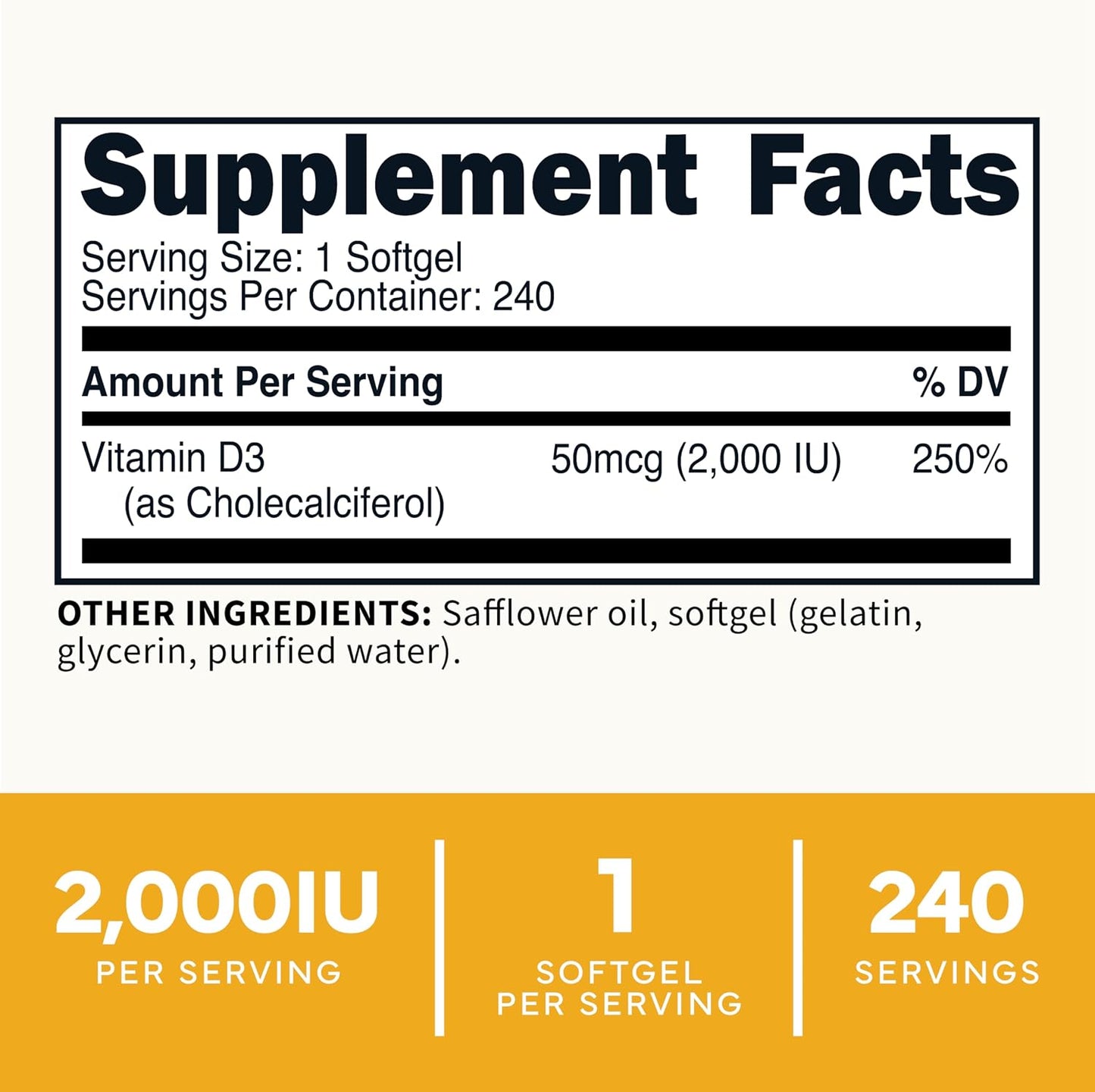 Type Zero Vitamin D3 2000 IU, 240 Softgels – Non-GMO and Gluten-free - görsel 2