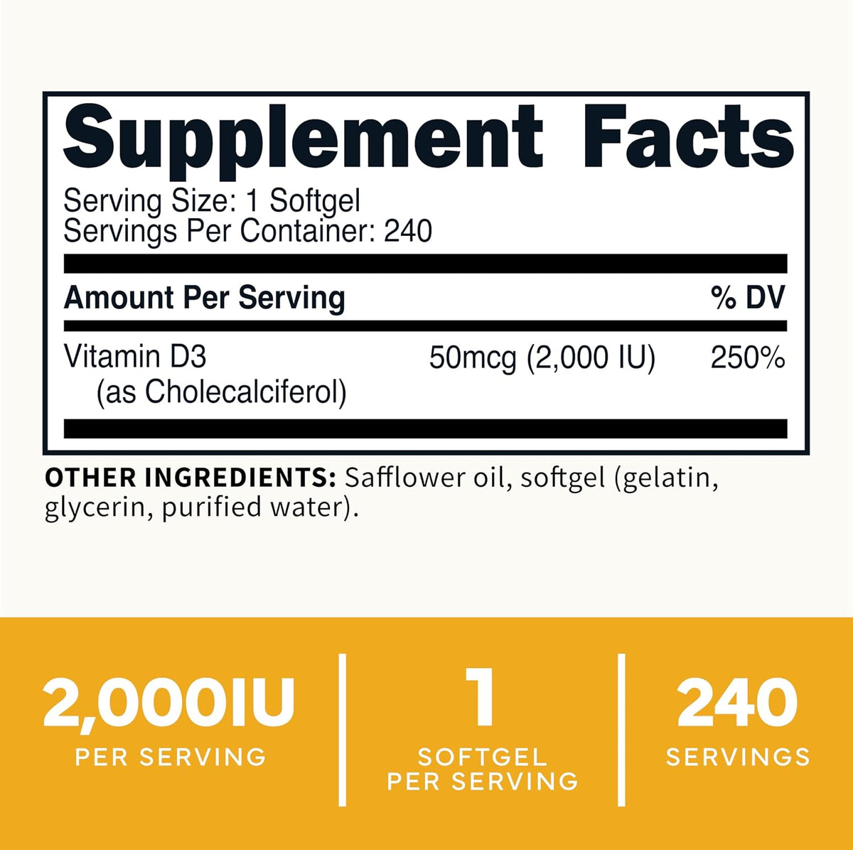 Type Zero Vitamin D3 2000 IU, 240 Softgels – Non-GMO and Gluten-free - görsel 2