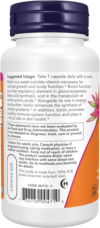 NOW Foods Biotin 5,000 mcg - 60 Veg Capsules