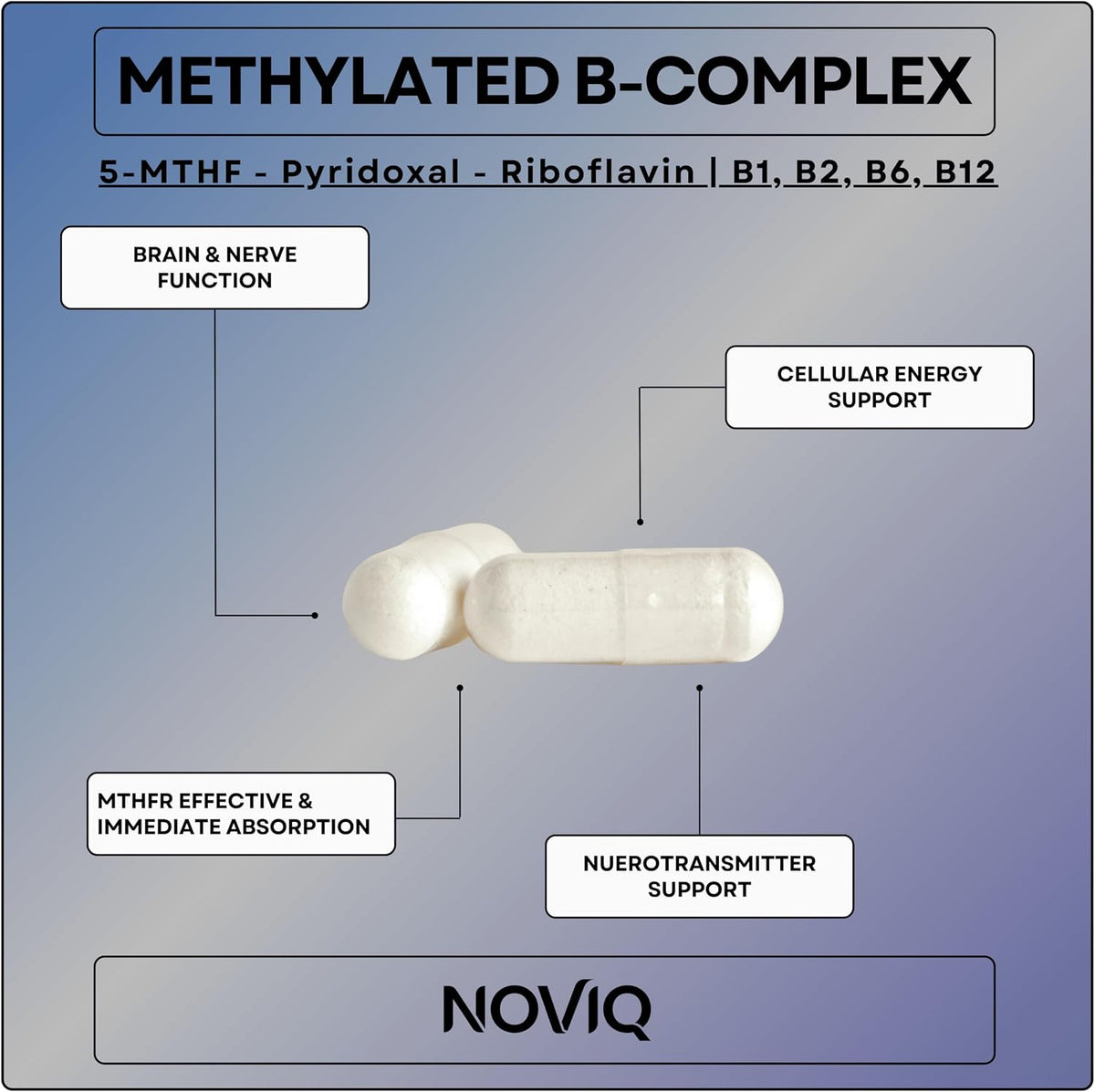 NOVIQ IQ Nootropic Supplement - 11-in-1 Brain Support with Methyl B-Complex - 60 Capsules - görsel 4