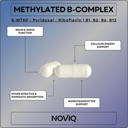 NOVIQ IQ Nootropic Supplement - 11-in-1 Brain Support with Methyl B-Complex - 60 Capsules