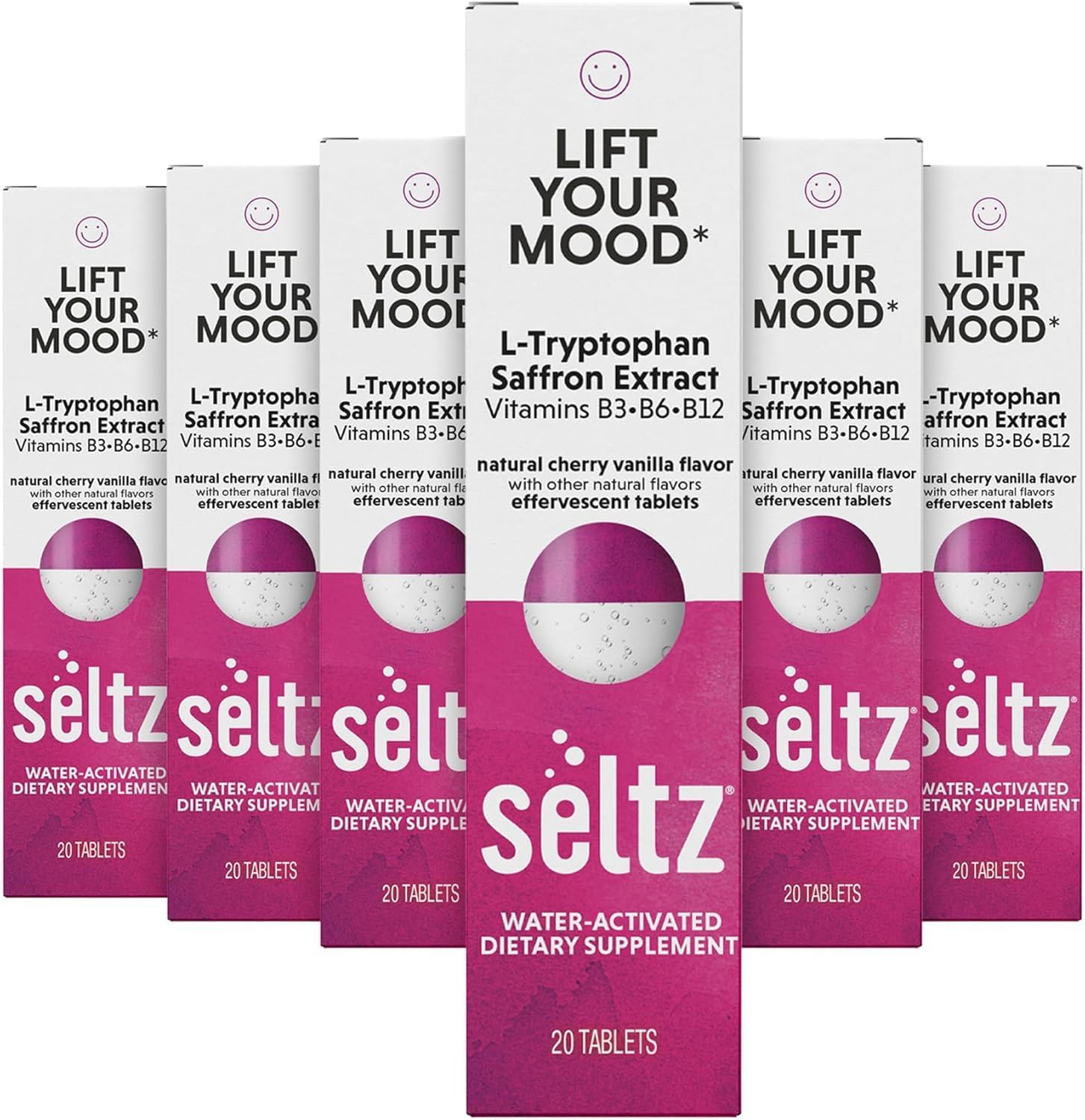 Seltz Mood Support Drink Tablets, Cherry Vanilla, 120 Tablets (6 Pack) - görsel 1
