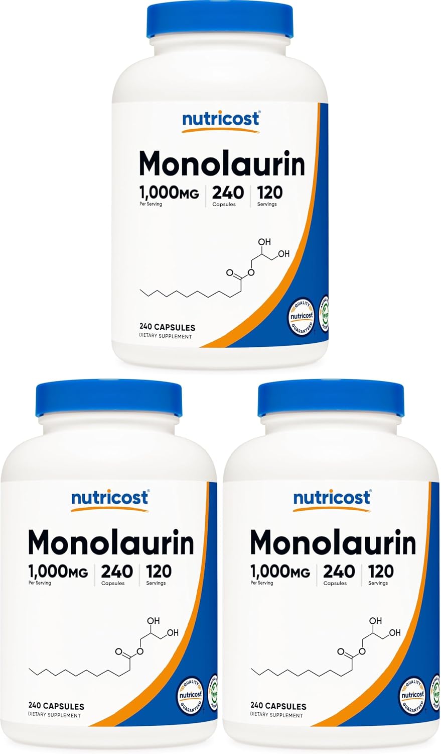 Nutricost Monolaurin 1000 mg - 240 Capsules (120 Servings) - Gluten-Free, Non-GMO, Vegan - görsel 6