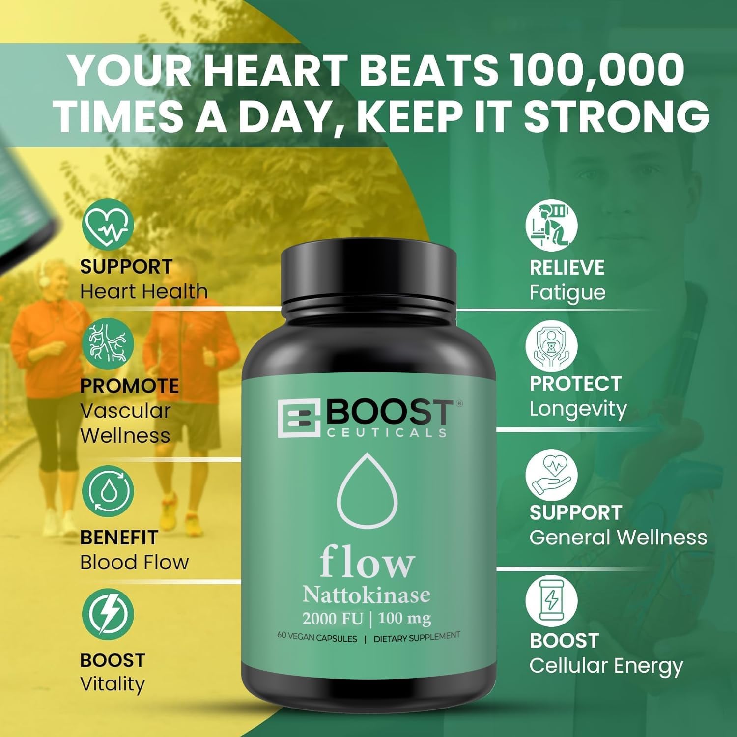 Nattokinase 2000 FU - Systemic Enzyme Support - 100 Vegan Capsules - görsel 2