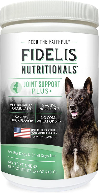 FIDELIS Probiotic Plus+ Pet Probiotics for Dogs, Digestive Gut Health, Yeast, Itchy Skin/Ears, Paw Licking, Safe Dog Treat Supplement for Pets, Adult, Big & Small, Made in USA, Duck Flavour, 120 Chews