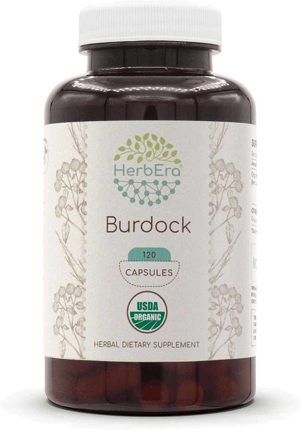 HerbEra Burdock USDA Organic 120 Capsules – Natural Herbal Supplement - görsel 1