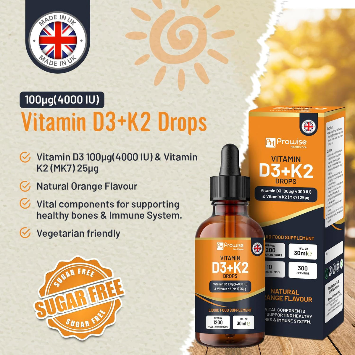 Vitamin D3 4000 IU + K2 MK7 25 mcg Orange Flavour Liquid Drops - görsel 6