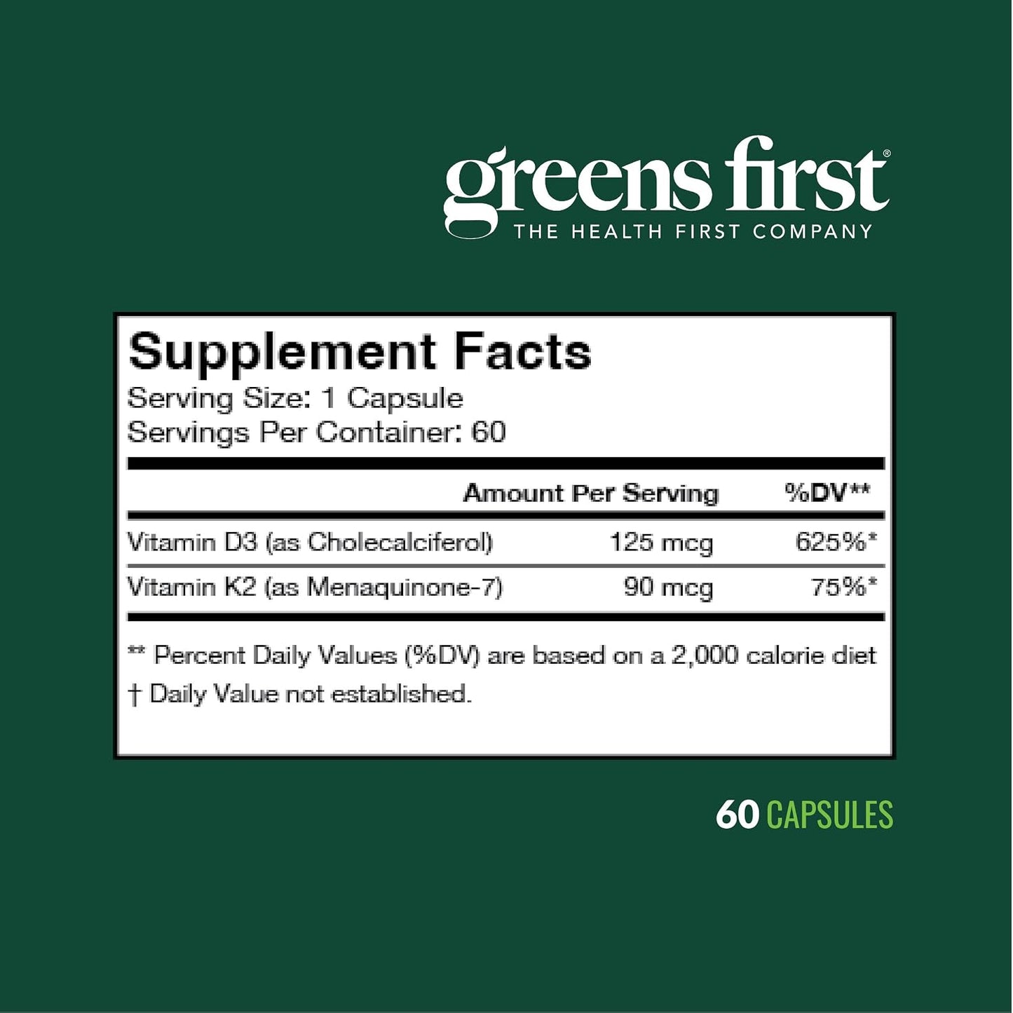 Greens First Vitamins D3+K2 – Support for Normal Bones, Immune System and Calcium Balance (60 Vegetable Capsules) - görsel 6