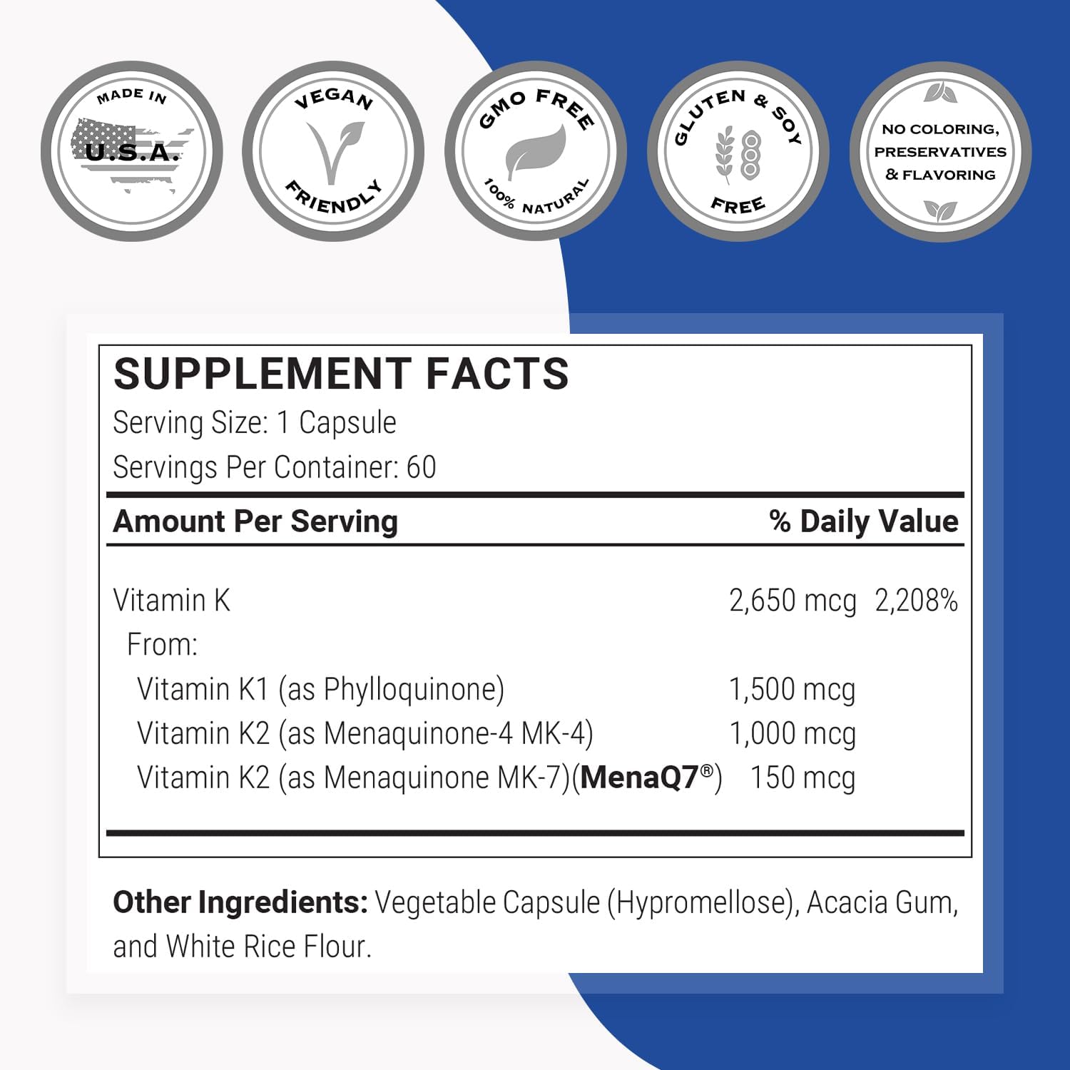 Supersmart - Complete K - with K1, K2 (MK4 + MK7) - Full Spectrum Vitamin K Supplement | Non-GMO & Gluten-free - 60 Vegetarian Capsules - görsel 4