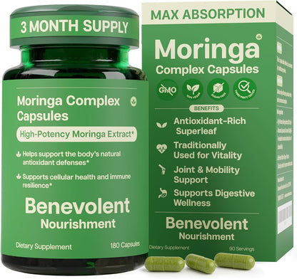 Benevolent Moringa Capsules with Liposomal Curcumin & BioPerine – 180 Capsules