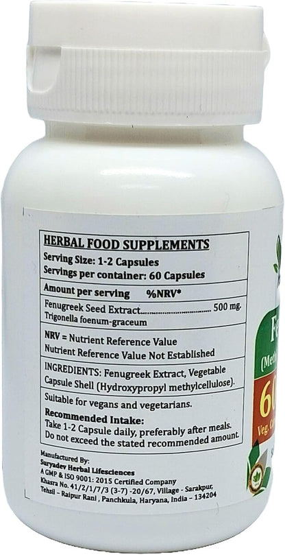 Fenugreek Forte Capsules 500 mg - 10:1 Extract - 60 Veg Capsules (4-Pack)