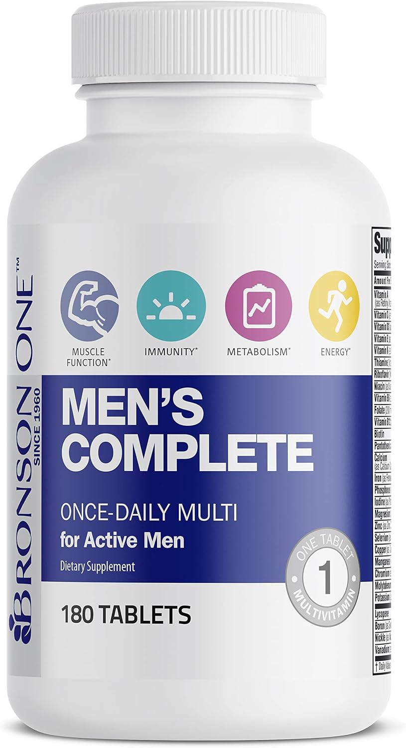 Bronson ONE Daily Men’s Complete Multivitamin Multimineral Once-Daily Multi for Active Men, 180 Tablets - görsel 5
