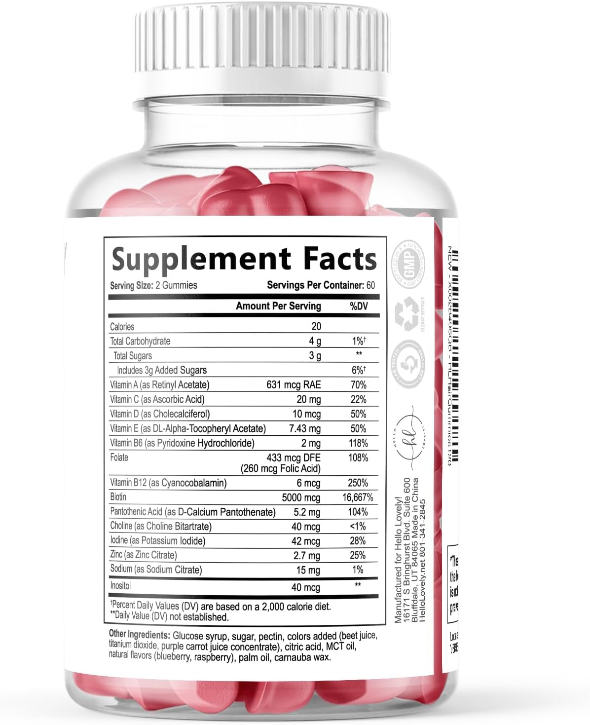 Hair Vitamin Gummies with Biotin – Vitamins E, C & Zinc for Normal Hair and Skin, Premium Vegetarian & Non-GMO – Natural Support for Healthy-Looking Hair, Skin & Nails – 120 Gummy Bears - görsel 9