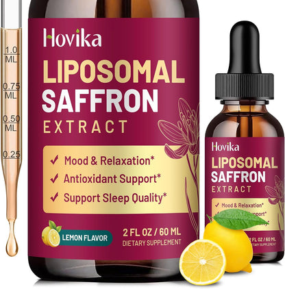 Liposomal Saffron Supplements - 88.5mg Saffron Extract Liquid Drops with L-Theanine, Chamomile, Vitamin C, B6, B12 & D3 for Antioxidant, Immune, Mood, Energy, Focus & Sleep - 60 ml Strawberry Flavour