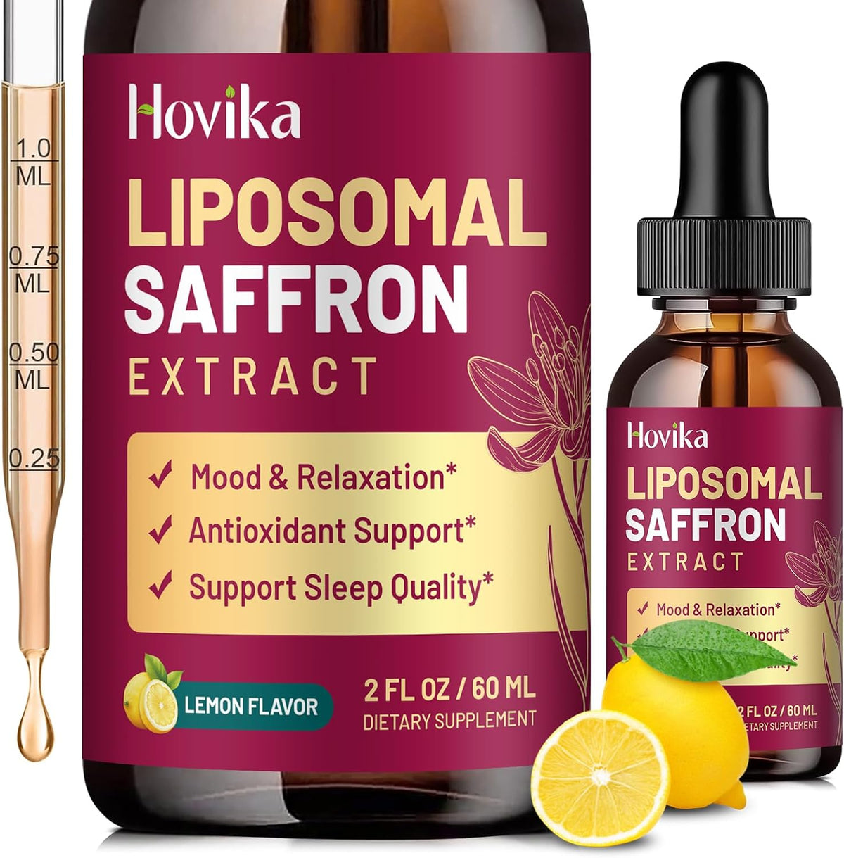 Liposomal Saffron Supplements - 88.5mg Saffron Extract with L-Theanine, Chamomile, Vitamin C, B6, B12 & D3 - Strawberry Flavour (2 Pack) - görsel 9