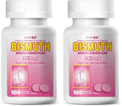 HealthA2Z® Bismuth | Bismuth Subsalicylate 262mg | Multi-Symptom Relief | (50 Count (Pack of 1))
