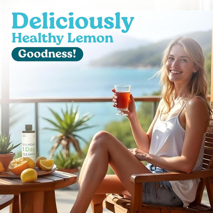 Atlantic Naturals 1 Day Colon Cleanse Detox Drink – Sea Moss Supplement, Gut Health, Lemon Flavour, 237 ml