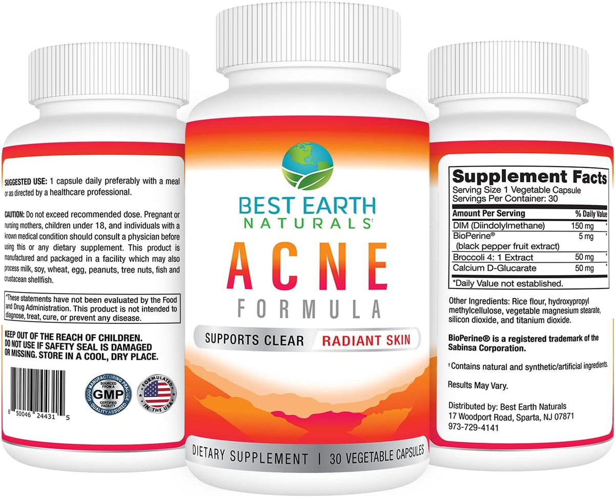 Best Earth Naturals Clear Skin Acne Support Supplement Capsules – 30-Day Supply - görsel 2