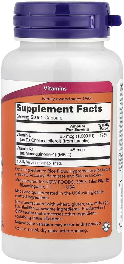Vitamin D3 & K2 120 VegiCaps (Pack of 2)