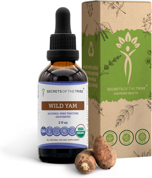 Secrets of the Tribe Organic Wild Yam Glycerite - Alcohol-Free, 2 fl oz (approx. 59 ml)
