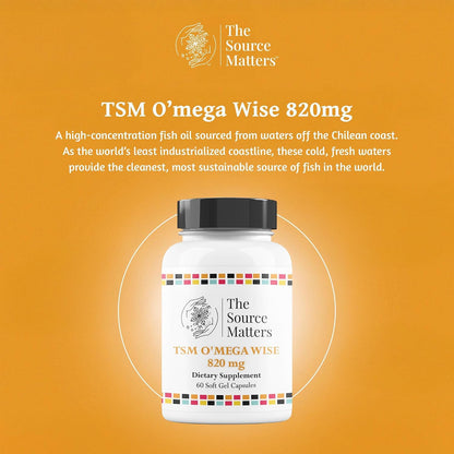 O'MEGA Wise - 820mg High-concentration Omega-3 Fish Oil with EPA, DHA, DPA for Cardiovascular, Brain, Joint and Eye Health (60 Soft gel capsule Capsules)