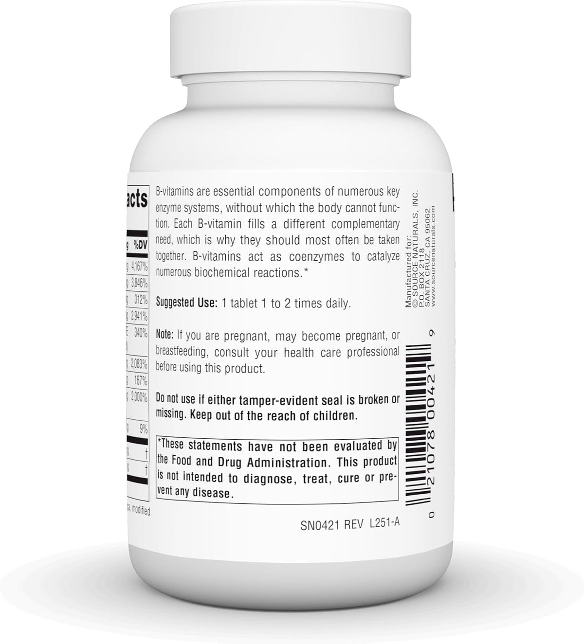 Source Naturals B-50 Complex – Contributes to Normal Energy Metabolism – 50 mg – 100 Tablets - görsel 4