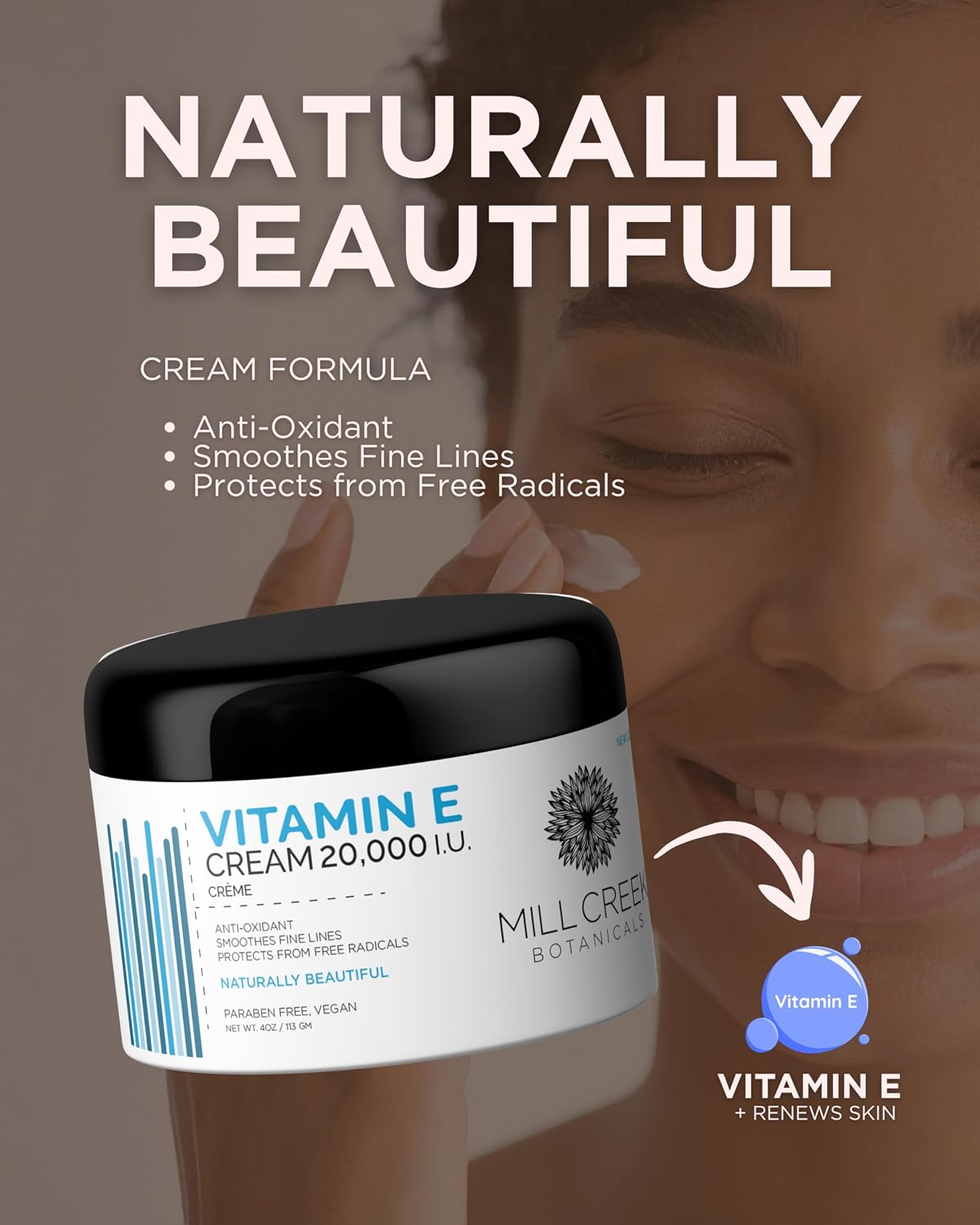 Mill Creek Vitamin E Cream 20,000 IU - 4 oz - görsel 5