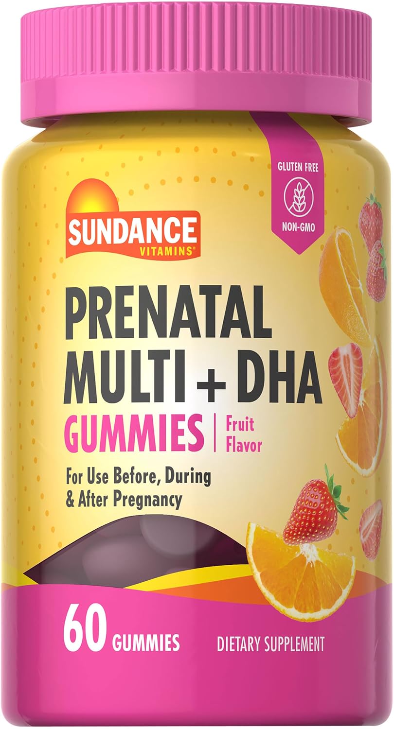 Sundance Prenatal Gummy Vitamin with DHA & Folate - 60 Count - Fruit Flavour - görsel 1
